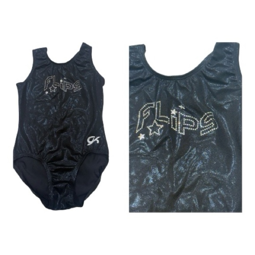 GK Black Sparkle Kids Dance Leotard Gymnastics